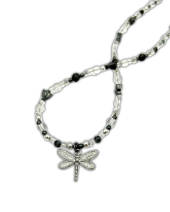 Choker "Magiczny Ogród" -  Ważka z Pszczołami